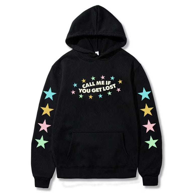 Black Call Me If You Get Lost Hoodie call me if you get lost hoodie black front view